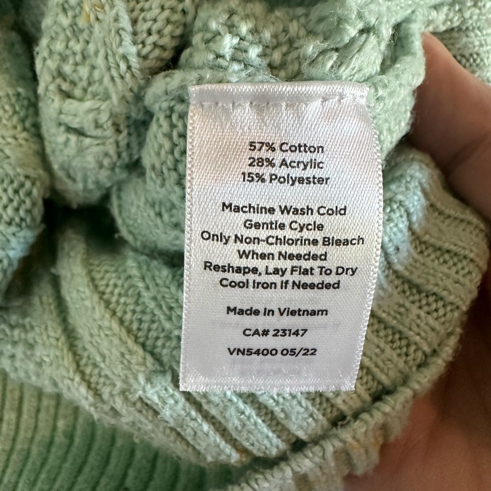 Talbots Women's Cable Knit Turtleneck Sweater - Light Green - Picture 4 of 5